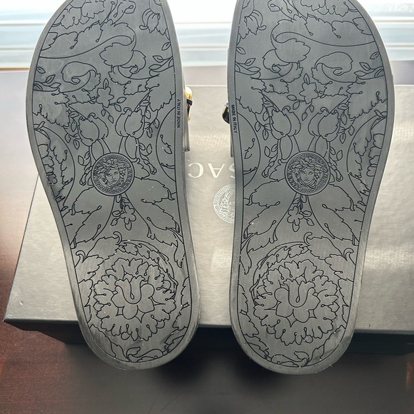 Versace Black and Gold Chain Slide Sandals - Picture 6 of 10